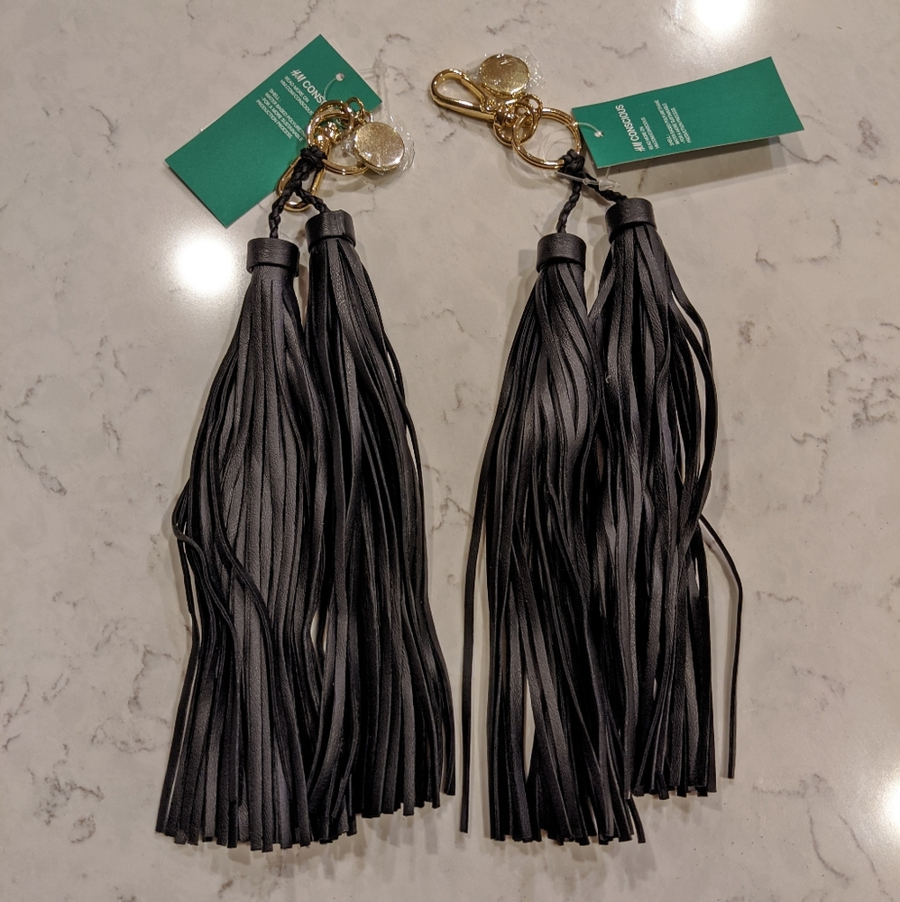 H&M Faux Leather Tassel Keychains